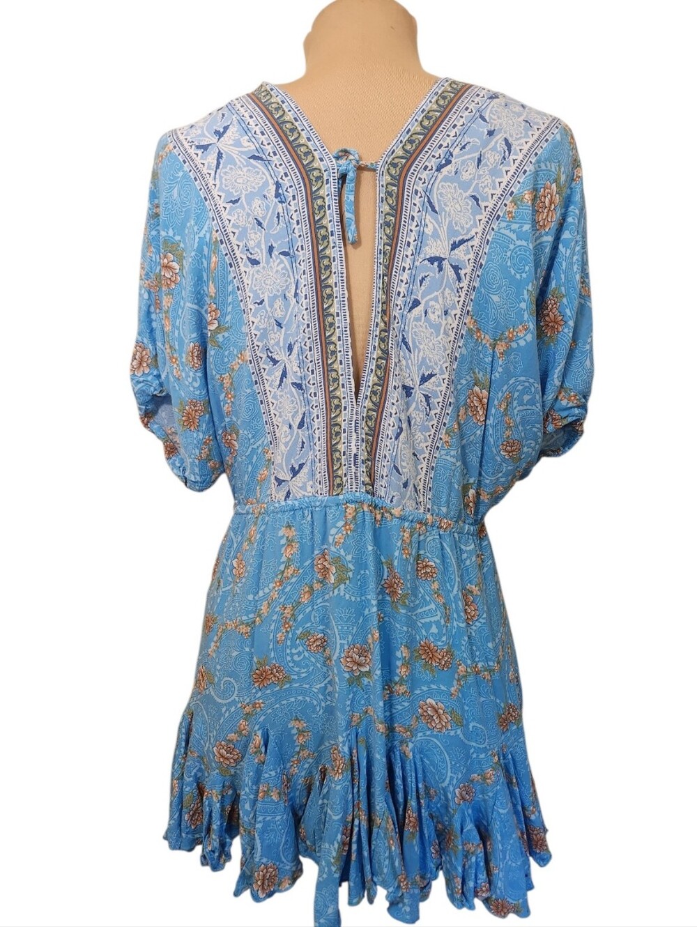 AAKAA Boho Kimomo Sleeve Kaftan Mini Dress - Size S - Picture 8 of 15